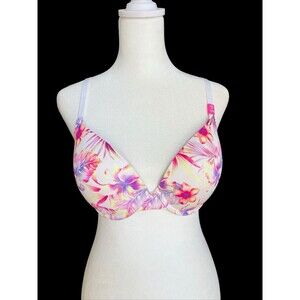 PINK Victoria’s Secret white/pink tropical wear everywhere push-up bra 32DD